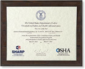 OSHA SHARP Certificate